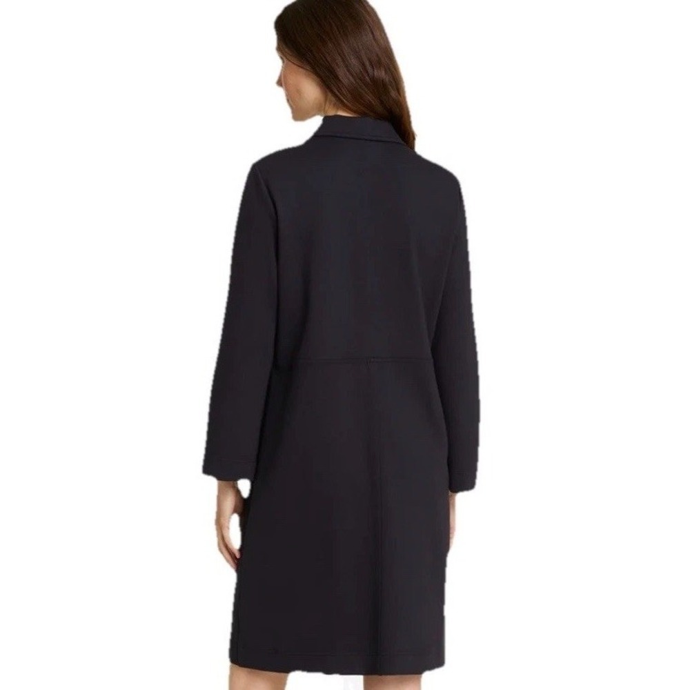 Draper James Lyla Dress Black M Long Sleeve Ponte Pullover 3 Button Front - Picture 4 of 8